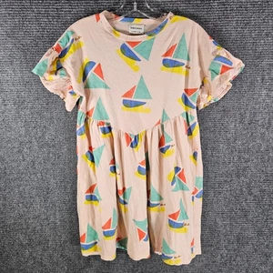 Bobo Choses Sailboat Ruffle Sleeve Dress 8-9Y 134 cm Pink Red Blue Yellow - Picture 1 of 6