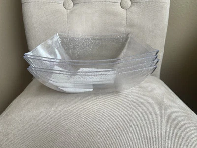 4件装透明闪光方形派对碗供应小吃碗一次性不含双酚A新品 — 第 1/4 张图片