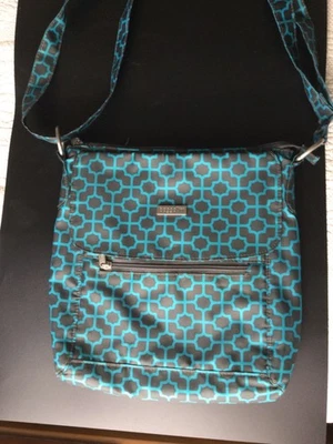 Bolso Bandolera Baggallini Cartera Gris Teal Geométrico Correa Ajustable Forro Rosa Foto 1 de 4