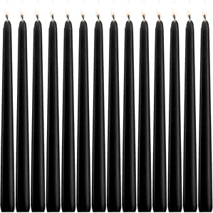 14 Pack Black Taper Candles 12 Inch Tall 3/4 Thick Burn 10 Black, - Picture 1 of 5