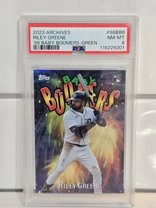 2023 Topps Archives Riley Greene Baby Boomers Green /99 Rookie PSA 8 NM-MT POP 2 - Picture 1 of 2