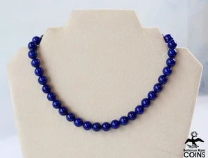 14k Yellow Gold Lapis Lazuli ~10mm Beaded 16" Choker Necklace - Picture 1 of 7