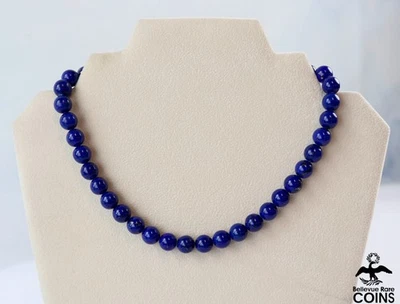 14k Yellow Gold Lapis Lazuli ~10mm Beaded 16" Choker Necklace - Image 1 of 4
