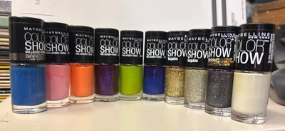 10 PACK MAYBELLINE COLOR SHOW MIXED LOT COLORS IN DESCRIPTION - Image 1 of 2