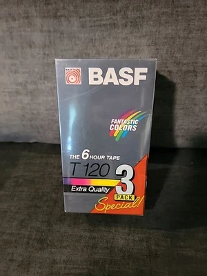 Blank VHS Video Tapes BASF 3 Pack T-120 Factory Sealed Extra Quality  - Image 1 of 4
