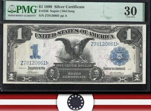 1899 $1 SILVER CERTIFICATE BLACK EAGLE PMG 30 Fr 230 20861 - Picture 1 of 3