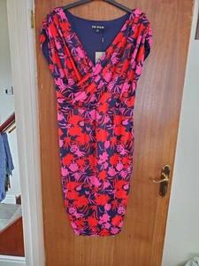 Blue Red Pink Midi Dress Size 18By Girl In Mind BNWT - Picture 1 of 12