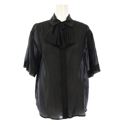 Camicia COEL donna nastro trasparente blusa nera F manica corta usata - Immagine 1 di 4