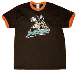 MANITOBA MOOSE AHL Hockey NEW Logo Ringer T Shirt Size Large Original Colors - Picture 1 of 2