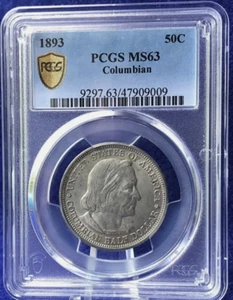 :1893 50C Columbian Exposition Commemorative Half Dollar PCGS MS63 White Coin R2 - Picture 1 of 4