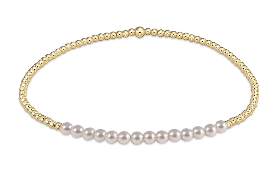 Enewton Classic Gold-filled Bliss Pearl 2mm Beaded Stretch Stacked Bracelet New - Image 1 of 1
