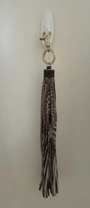 Camilla Long Leather Animal Print Tassel Keyring Bag Luggage Charm Accessory - Foto 1 di 4