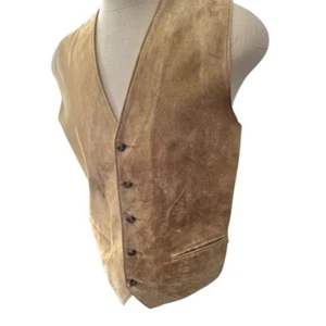 LL Bean Mens Tan Leather Suede Vest Vintage Classic Size 42 Long Made In USA - Picture 1 of 8