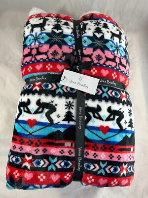 Novo com etiquetas Vera Bradley Cozy Life cobertor de lã listra nórdica renas 50” x 72” - Imagem 1 de 4