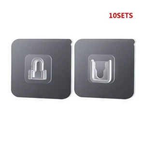 10 Pack Double Sided Adhesive Hooks Wall Hooks for Bathroom Kitchen Home Office - Picture 1 of 10