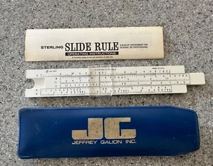 Vintage STERLING Rechenschieber, weiß/schwarz mit blauem JEFFREY GALION INKL. Etui/Handbuch - Bild 1 von 2