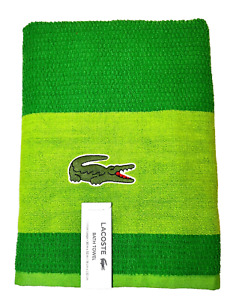 LACOSTE 30” x 52” Bath Towel Green 100% Cotton Big Crocodile Logo