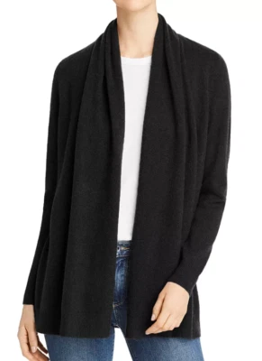 C Designer women's 100% Cashmere open front Cardigan - size  Large - Black - Image 1 of 4