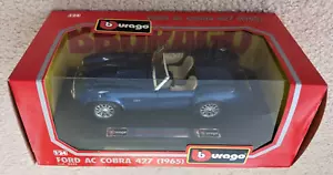 BBurago Burago Ford Cobra 1965 Dark Blue - 1/24 Diecast Car - New In Box - Italy - Picture 1 of 8