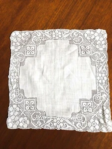 Antiguo pañuelo de trabajo de lino de calidad especial dibujado en mosaico - Imagen 1 de 4