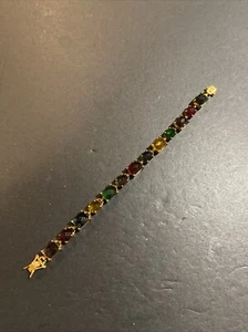 Joan Rivers Gold Plated Multicolor Jewel Tone Crystal Look Tennis Bracelet 7.5" - Picture 1 of 7