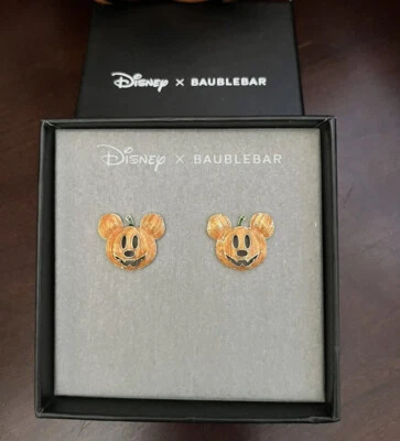 NUEVO EN CAJA Baublebar x Disney Halloween Mickey Mouse Esmalte Calabaza Pendientes Foto 1 de 4