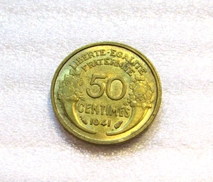1941 France 50 Centimes Coin - Picture 1 of 5