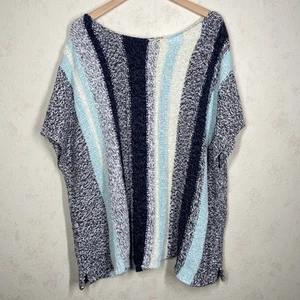 J. Jill 4X Short Sleeve Blue Stripe Knit Sweater Top - Picture 1 of 6