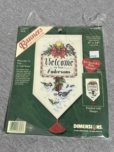 Vintage 1998 Dimensions Cross Stitch Kit Banner Welcome Sign Birds Christmas New - Picture 1 of 4