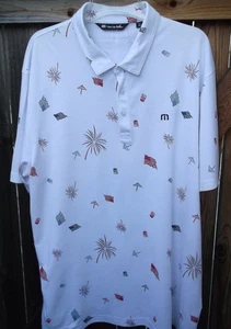 NWOT 💥TRAVIS MATHEW💥 Short Sleeve Polo Shirt Patriotic Print Stretch XXL - Picture 1 of 2