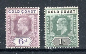 Gold Coast 1902 6d and 1s KEVII SG 43-44 MH 6d and MNH with faint gum tone 1s - Picture 1 of 1