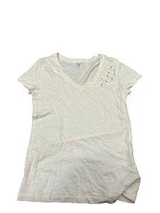 Tommy Hilfiger Damen-T-Shirt cremefarben Blumen V-Ausschnitt Medium - Bild 1 von 3