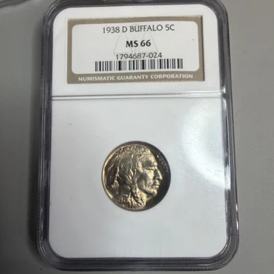 1938 D Buffalo Nickel 5c NGC MS66 | Nicely Toned - Image 1 of 4