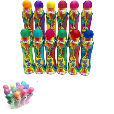 12 Pack Mixed Colors Bingo Daubers - 3oz Dab-O-Ink Ribbed Caps - Image 1 of 3