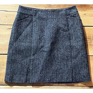 Boden British Tweed Moon Skirt Grey Pure Wool Lined Front Slits. Womens 6R - Picture 1 of 5