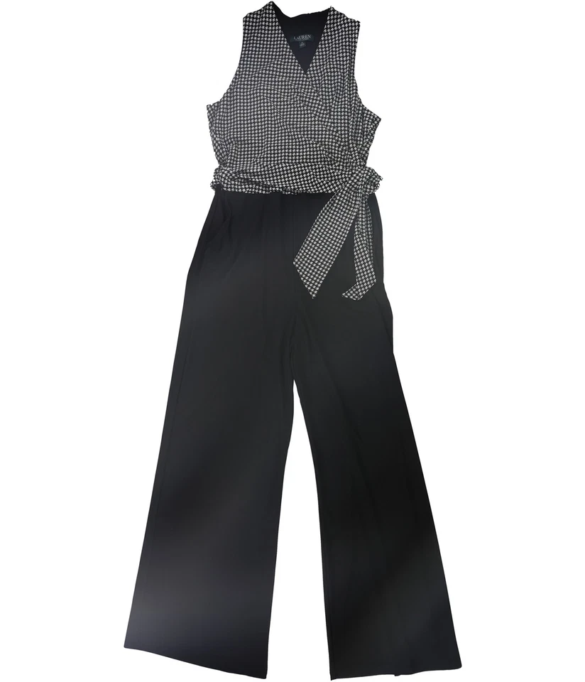 Mono Ralph Lauren para mujer pata de gallo sobreplice, negro, 18 Foto 1 de 1