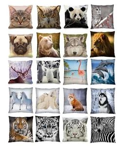 Luxury Digital Printed 3D Animal Themed Square Cushion Covers (18" x 18") Cute - Picture 1 of 22