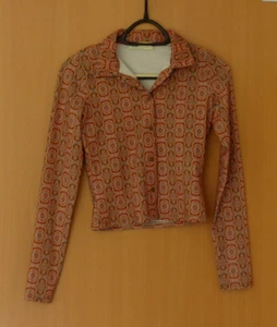 langärmelige Bluse, Orange/Braun gemustert, Pull&Bear, Gr.S/XS, Paket119/25 - Bild 1 von 2