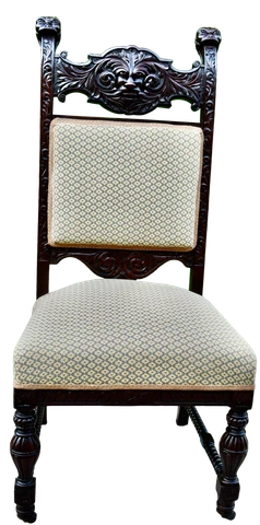 Antique Carved Mahogany North Winds Decorative Accent Chair Cover