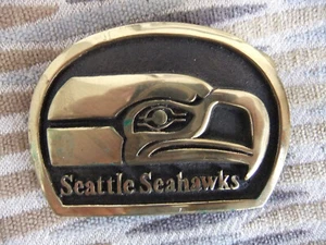 Vintage 70's Seattle Seahawks NFL Belt Buckle Solid Brass Heritage Mint - Picture 1 of 1
