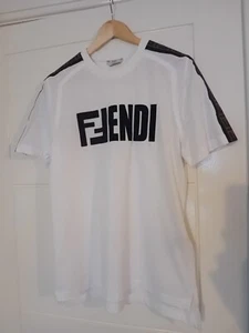 Fendi Logo White Tape T.shirt Size Small With Tags Rrp £490 Mems Medium - Picture 1 of 12
