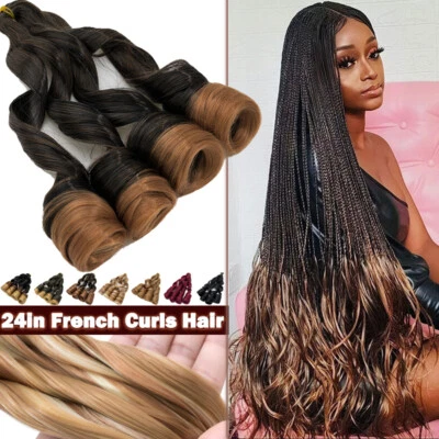 24"FRENCH CURLS Flechten Braids Extensions Lockig Haarverlängerung Pferdeschwanz - Bild 1 von 4