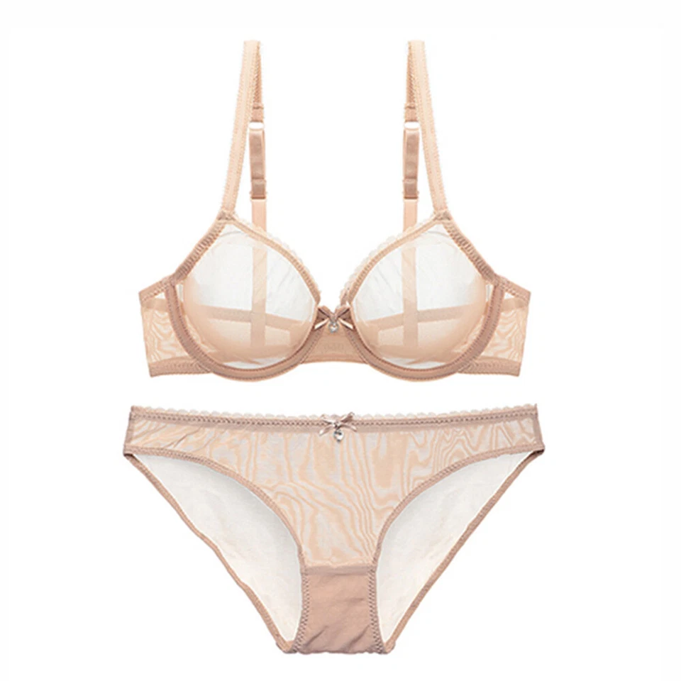 Conjunto de sujetadores de encaje transparente para mujer sujetador de malla bragas transpirables lencería sexy Foto 1 de 4