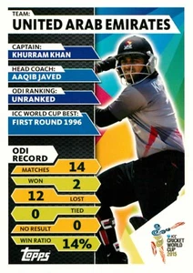 2015 UAE Cricket Card KHURRAM KHAN World Cup - Picture 1 of 2
