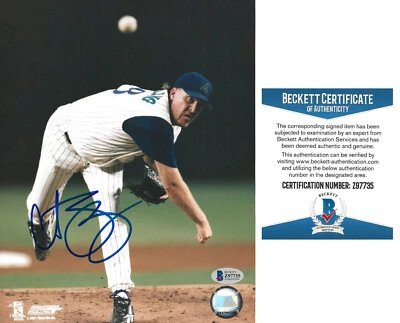 Curt Schilling signed Arizona Diamondbacks baseball 8x10 photo proof Beckett COA - Image 1 of 4