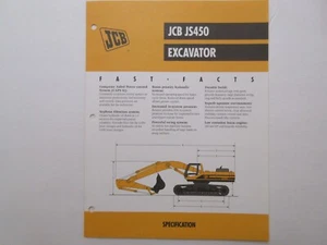 JCB JS450 Excavator Brochure 6 Pages - Picture 1 of 1