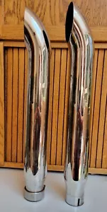2 2.5" Harley Davidson Motorcycle Slip-On Mufflers Chrome Turn out 19" long - Picture 1 of 9