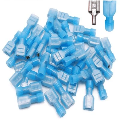 Fully Insulated Nylon Female Spade Crimp Terminals Connectors 16-14 AWG 500Pcs - Image 1 of 4