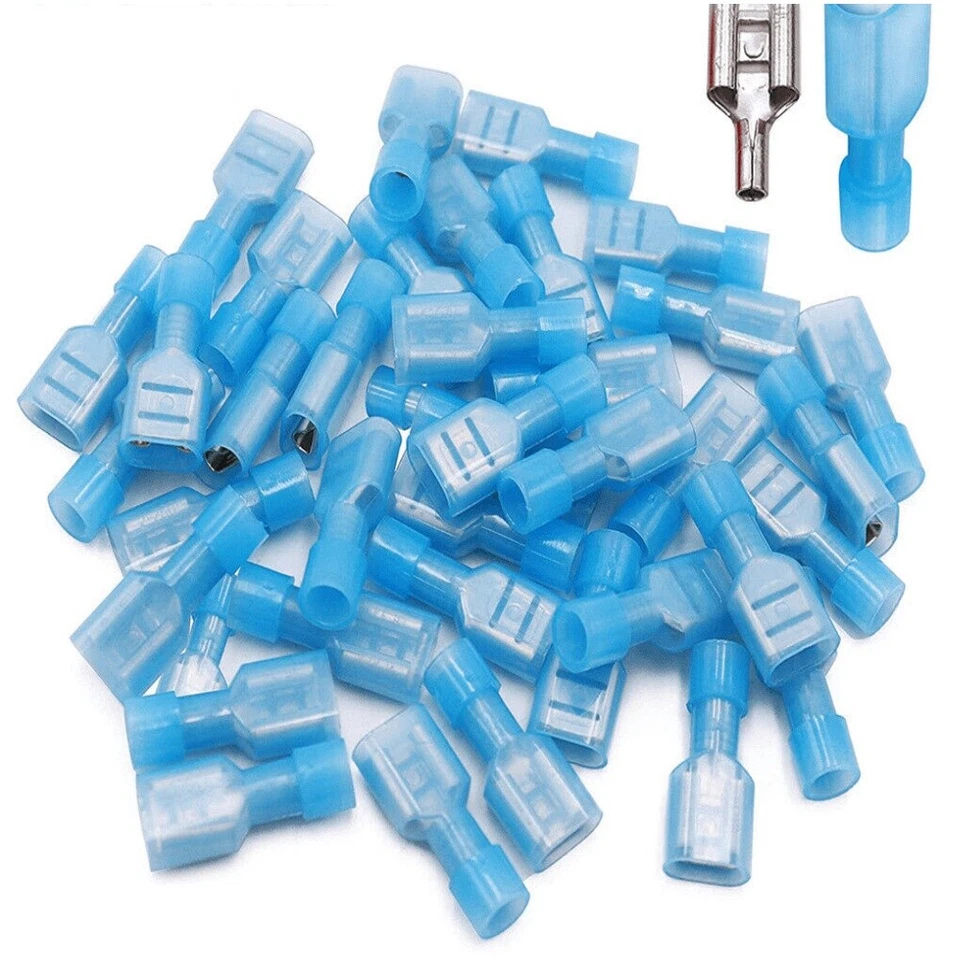 Fully Insulated Nylon Female Spade Crimp Terminals Connectors 16-14 AWG 500Pcs - Image 1 of 4