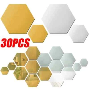 Mirror Removable Hexagon Shape 20PCS Acrylic Tile Household Mini Wall Stickers - Picture 1 of 13